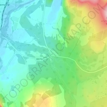 Topografisk kart Coylumbridge, høyde, relieff