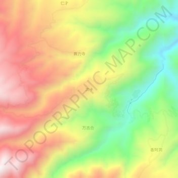 Topografisk kart Cika, høyde, relieff