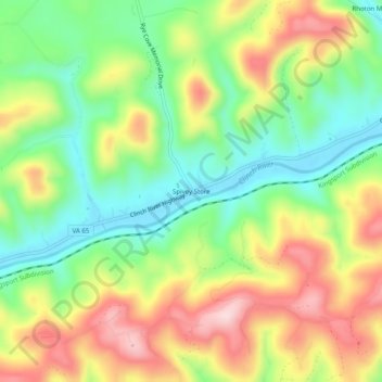 Topografisk kart Spivey Store, høyde, relieff