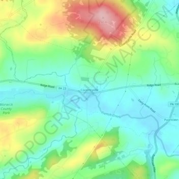 Topografisk kart Coventryville, høyde, relieff