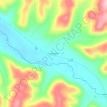 Topografisk kart Sharon Center, høyde, relieff