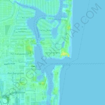 Topografisk kart Harbor Heights, høyde, relieff