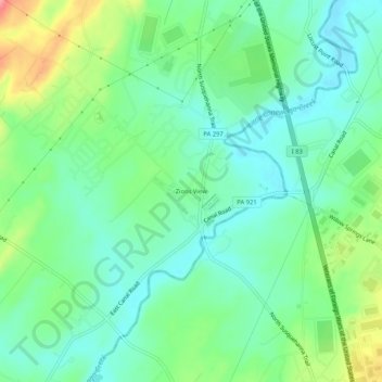 Topografisk kart Zions View, høyde, relieff