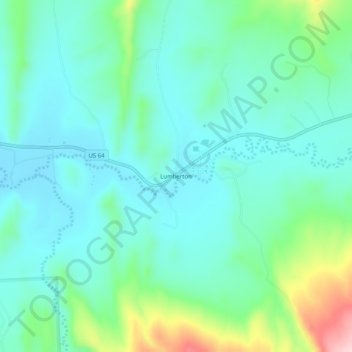 Topografisk kart Lumberton, høyde, relieff