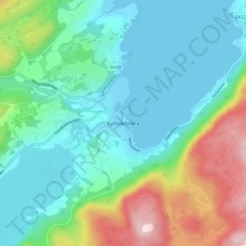 Topografisk kart Kyrksæterøra, høyde, relieff