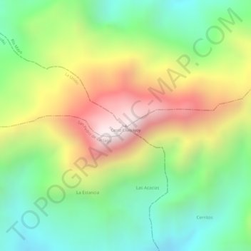 Topografisk kart Cerro Chimayoy, høyde, relieff