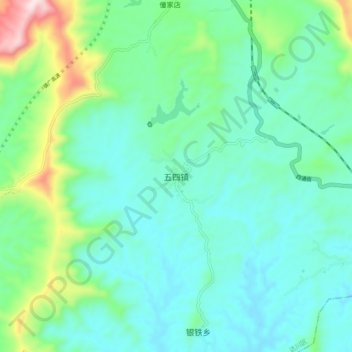 Topografisk kart Wusi, høyde, relieff