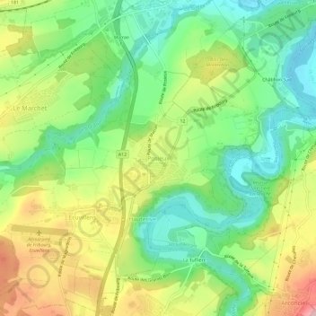 Topografisk kart Posieux, høyde, relieff