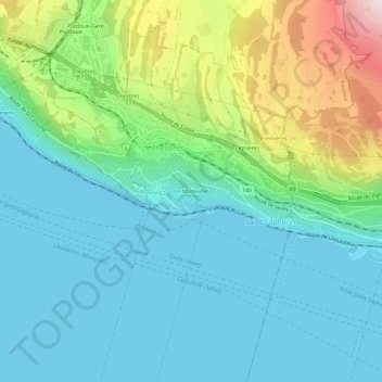 Topografisk kart Le Monteiller, høyde, relieff