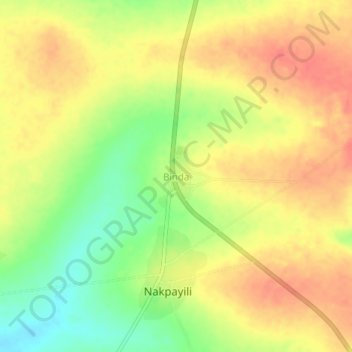 Topografisk kart Binda, høyde, relieff