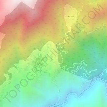 Topografisk kart Nine dragons and five tigers, høyde, relieff