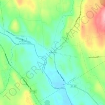 Topografisk kart Freehold, høyde, relieff