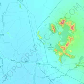 Topografisk kart Khao Phra Ngam, høyde, relieff