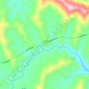 Topografisk kart Yulong, høyde, relieff