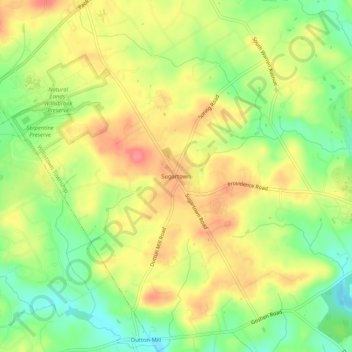Topografisk kart Sugartown, høyde, relieff