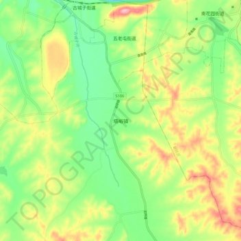 Topografisk kart Tayu, høyde, relieff