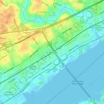 Topografisk kart South Chester, høyde, relieff