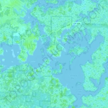 Topografisk kart Ozello, høyde, relieff