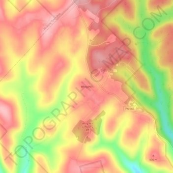Topografisk kart Whig Hill, høyde, relieff