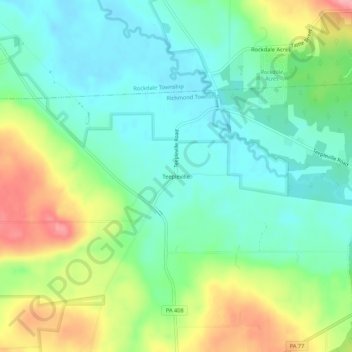Topografisk kart Teepleville, høyde, relieff