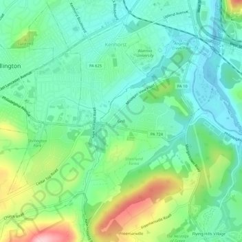 Topografisk kart Grill, høyde, relieff