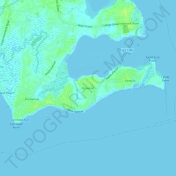 Topografisk kart Fenwood, høyde, relieff