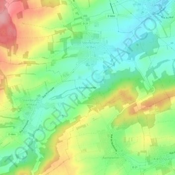 Topografisk kart Schleiffmuehle, høyde, relieff