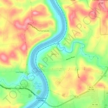 Topografisk kart Ronco, høyde, relieff