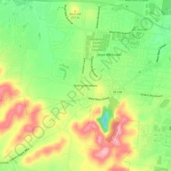 Topografisk kart Rolling Meadows, høyde, relieff