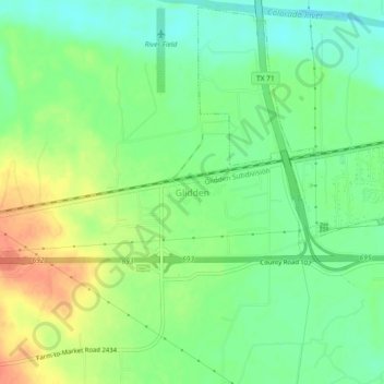 Topografisk kart Glidden, høyde, relieff