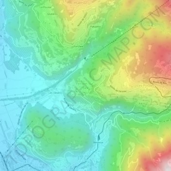 Topografisk kart Fenalet-sur-Bex, høyde, relieff