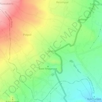 Topografisk kart Ababi, høyde, relieff