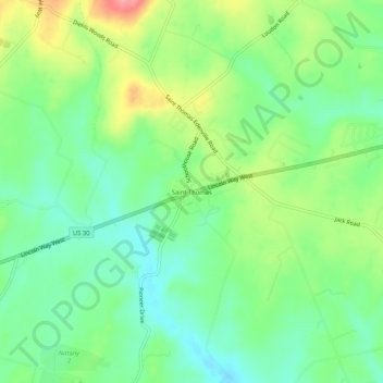 Topografisk kart Saint Thomas, høyde, relieff