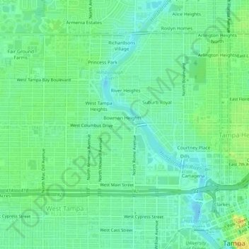 Topografisk kart Michigan Park, høyde, relieff
