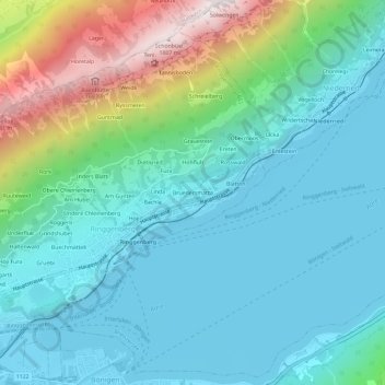 Topografisk kart Bruedersmatta, høyde, relieff