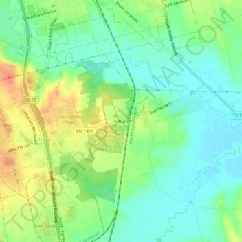 Topografisk kart Tribune, høyde, relieff