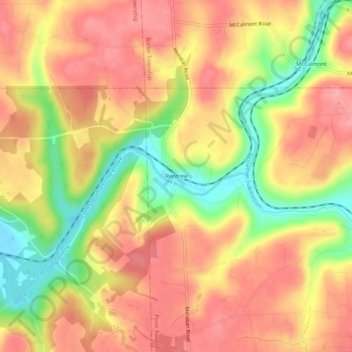 Topografisk kart Renfrew, høyde, relieff