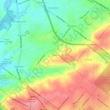 Topografisk kart Enfield, høyde, relieff