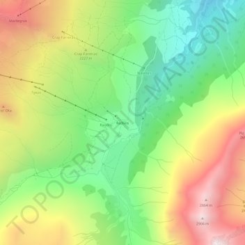 Topografisk kart Radons, høyde, relieff