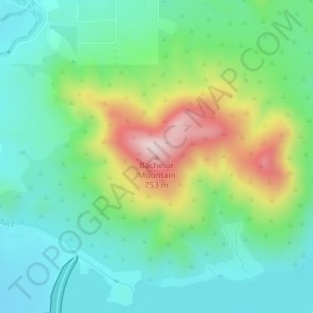 Topografisk kart Bachelor Mountain, høyde, relieff