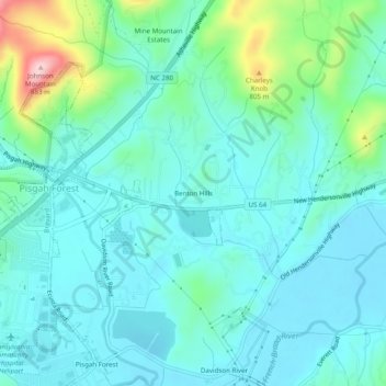 Topografisk kart Benton Hills, høyde, relieff