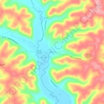 Topografisk kart Liberty, høyde, relieff