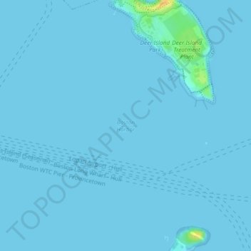Topografisk kart Boston Harbor, høyde, relieff