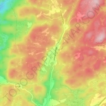 Topografisk kart Finsland, høyde, relieff