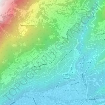 Topografisk kart Premploz, høyde, relieff
