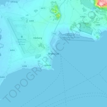 Topografisk kart Brekstad, høyde, relieff