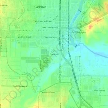Topografisk kart San Jose, høyde, relieff