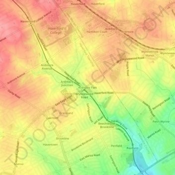 Topografisk kart Ardmore Park, høyde, relieff