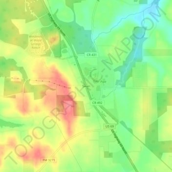 Topografisk kart Swan, høyde, relieff