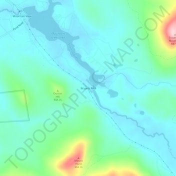 Topografisk kart Bryants Mill, høyde, relieff